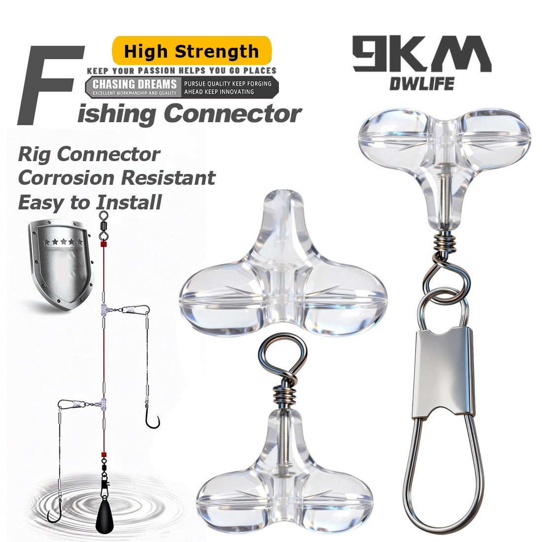 Fishing Lure Accessories - Perline a T 9KM con Moschettone,