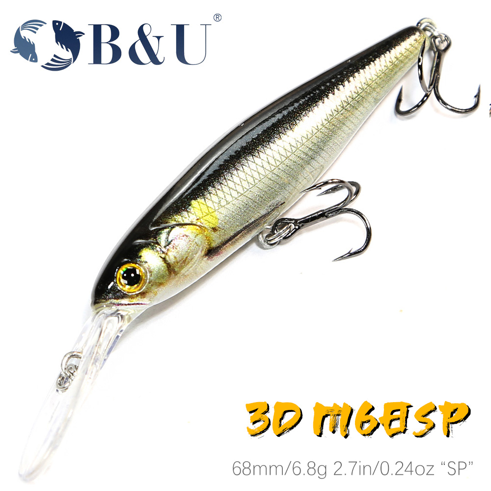 Fishing Lure Jerkbait - B&U 68mm Stampa 3D Shad Sospeso